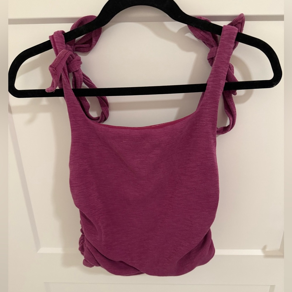 Free People Tie Strap Ruched Tank Top Purple Size Medium